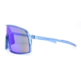 thumbnail image 3 of MTB Style Oversized Large Sport Shield Sport Plastic Sunglasses Blue - Green Mirror, 3 of 4