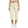 thumbnail image 2 of HKYNLAG Womens Capris with Pockets Petite Pull On Casual Cargo Pants Dressy Lightweight Ladies Baggy Cropped Pants for Hiking Beige 2XL, 2 of 5