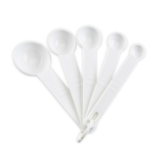 Monstrate Paquete de 5 cucharas medidoras, cucharas para café, comedor, cocina, sal, leche, cucharas con báscula, herramientas de cocina, accesorios Cocina y Comedor Blanco Monstrate HA003372-01