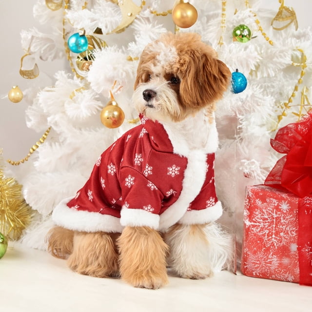 Falda Navideña Roja para Perros, Ideal para El Invierno En Razas Pequeñas | Material: Poliéster | Suave y Transpirable | Incluye 1 Falda para Mascotas | Disponible En 4 Tallas