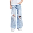 thumbnail image 3 of YunPes Boys Baggy Jeans Ripped Denim Pants Casual Classic Straight Wide Leg Distressed Jeans Y2K Hip Hop Cargo Trousers Washed Jean, 3 of 6