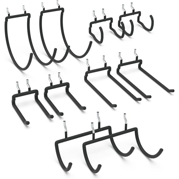 HUHOLE Pegboard Hooks and Accessories, Peg Board Tool Utility Hooks, Heavy Duty, Black, 10 Pack