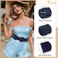 thumbnail image 3 of Women Wide Stretchy Belt,Vintage Chunky Buckle Elastic Waist Belts for Women Dress, 3 of 7