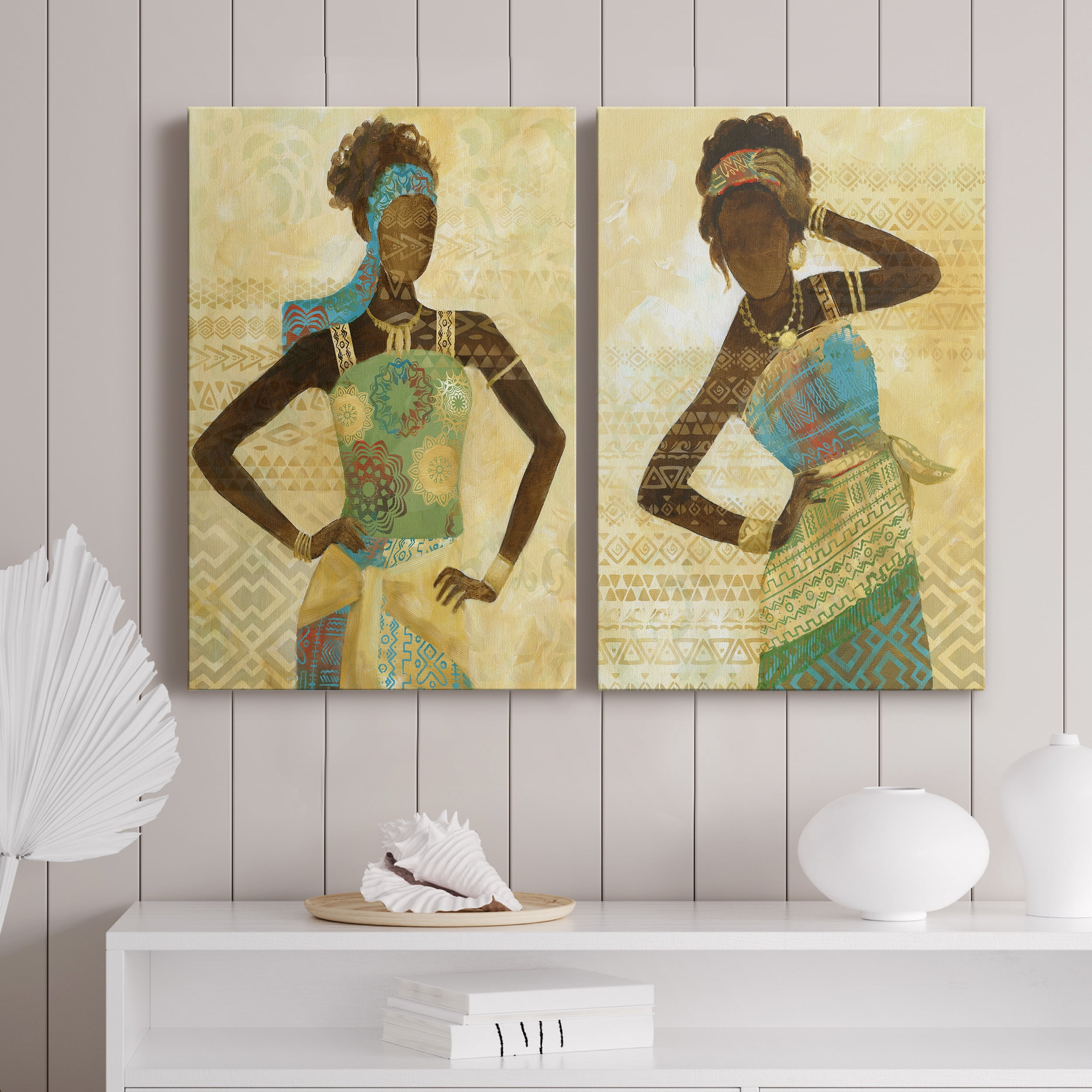 Tribal Vision I Premium Gallery Wrapped Canvas - Ready to Hang - Set of 2 - 18 x 27 Each