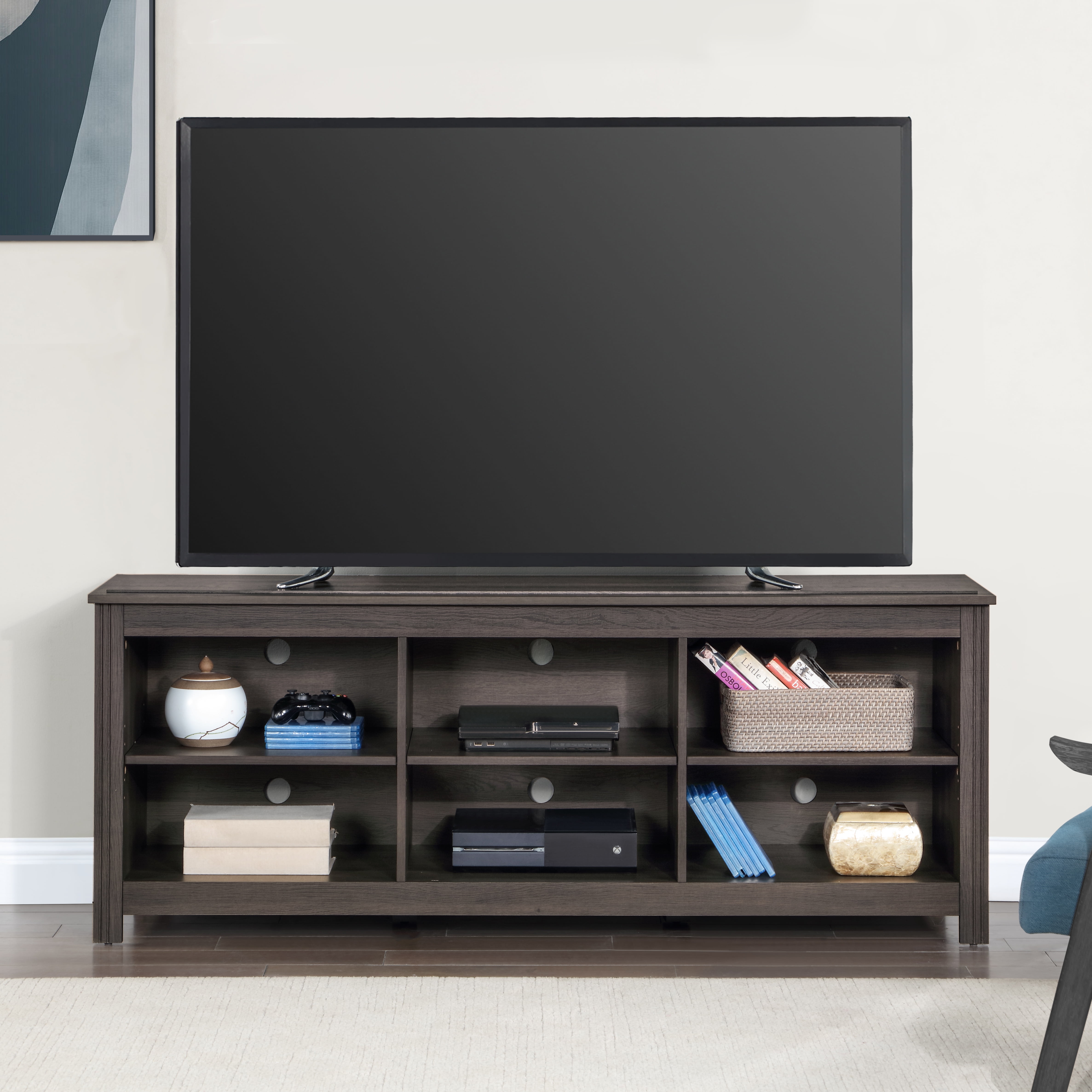 GZMR Black TV Stand for 70-in TV Stands Modern/Contemporary Black TV  Cabinet (Accommodates TVs up to 70-in) in the TV Stands department at