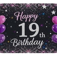 thumbnail image 3 of Sparkly Black Backdrop Banner with Pink Purple Balloons and Stars for 19th Happy Birthday Party Supplies Photography Props Birthday Decoration Decorations, 3 of 7