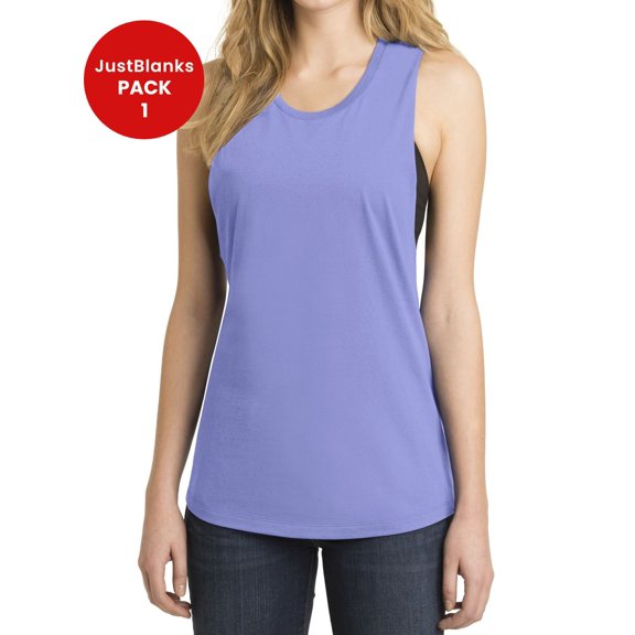 JustBlanks Womens Slim Fit V Neck Festival Tank with Curved Hem