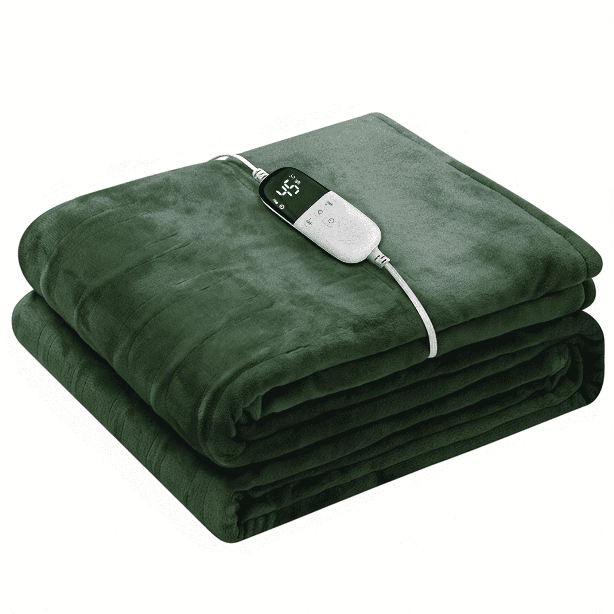 Rebelduck Flannel Sherpa Heated Blanket, 5 Heat Settings & 3H Auto Shut Off, Soft Electric Throw Blanket for Home Office, 50x60 Inches, Green