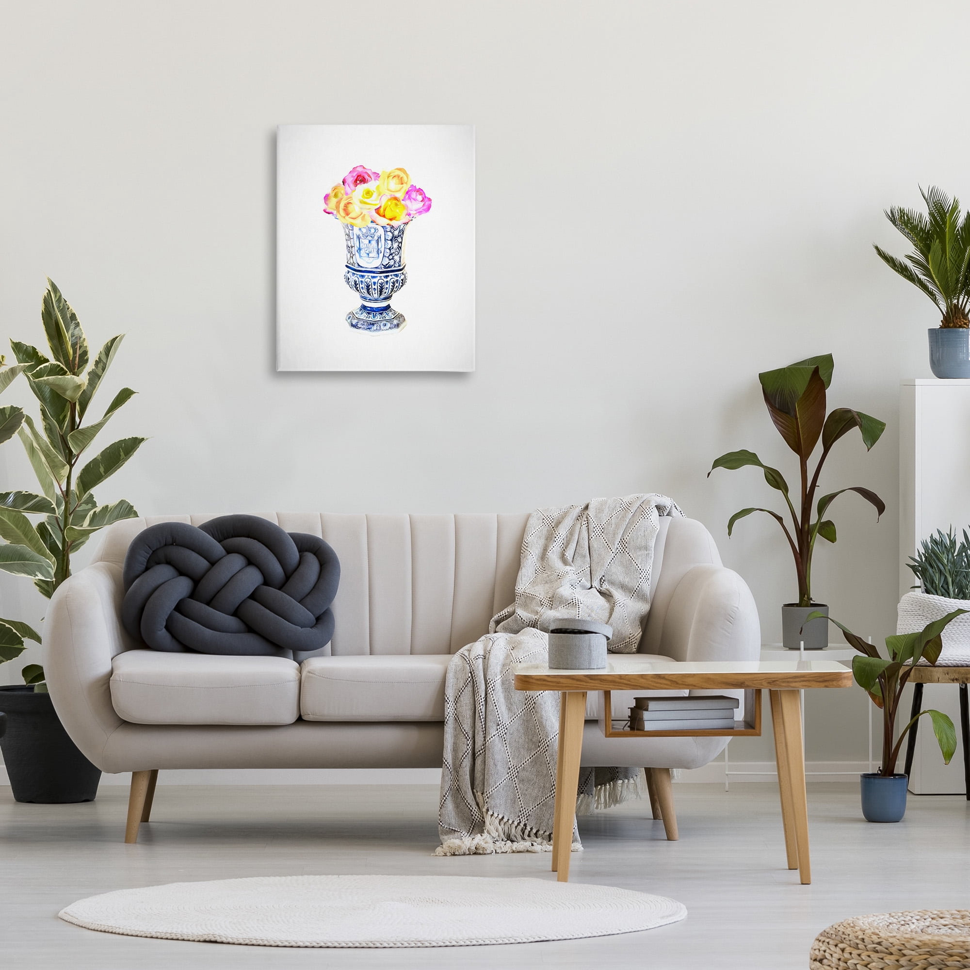 Stupell Industries Pink & Yellow Bouquet Botanical & Floral Painting Gallery Wrapped Canvas Art Print Wall Art, 24 x 30
