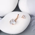 thumbnail image 4 of Anillo de ombligo de 14G, acero quirúrgico 316L, doble corazón con circonita cúbica, anillo de ombligo, curvas, Piercing con barra, joyería para mujer (oro rosa), 4 of 4