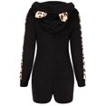 thumbnail image 4 of Gvmfive Women Onesie Pajama Cute Sherpa Romper Fleece Zipper Short Hooded Jumpsuit Sleepwear, 4 of 6