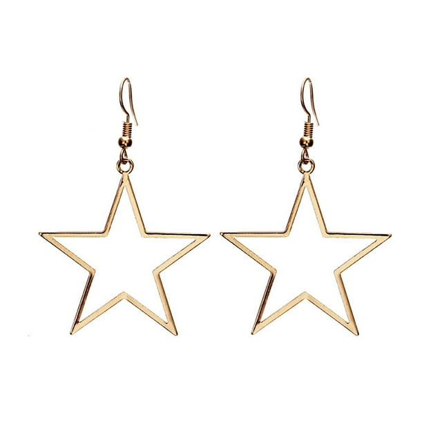 Earrings Fashion Design Hollow Star Large Pendant—Geometric Ladies Jewelry for Daily Wear