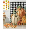 thumbnail image 2 of Fall Shower Curtain Orange Pumpkin Bathroom Curtains with Hooks, Waterproof Fabric Sunflower Berry Maple Leaf Plaid Thanksgiving Bath Shower Curtains Set for Bathroom Bathtubs Decor 36x72 Inch, 2 of 7