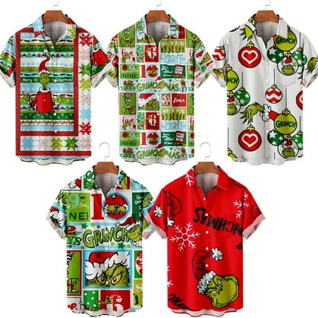

MLFU Womens Christmas Hawaiian Shirts Men s Short Sleeve Summer Shirt