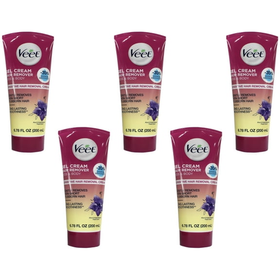 Veet Fast Acting Gel Cream Hair Remover Legs & Body 6.78 Oz Each (Pack of 5)