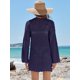 thumbnail image 4 of Traje de baño ANRABESS, traje de baño de ganchillo, cuello en V, malla, azul marino, 4 of 6