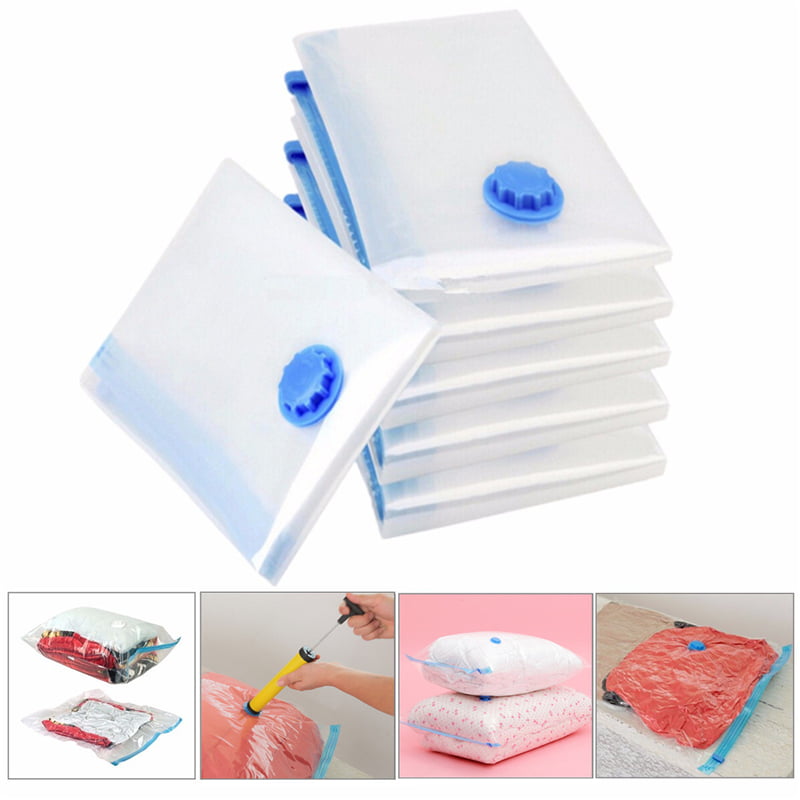6pcs Vacuum Storage Bags Space Saver Bags for Clothes Travel with Hand Pump New 