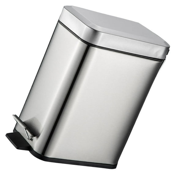 unbranded Stainless Steel Trash Can Kitchen Waste Bin Garbage Office Junk Case Silver