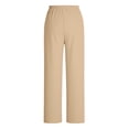 thumbnail image 5 of QATAINLAV Cotton Linen Summer Pants Women Casual High Waist Wide Leg Long Trouser Solid Color Gauze Palazzo Pants with Pockets Khaki M, 5 of 9