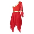 thumbnail image 2 of Raenseen Costume de Danse pour Femmes Superposition Tunique à Paillettes Culte Lyrique Robe de Danse Rouge P, 2 of 6