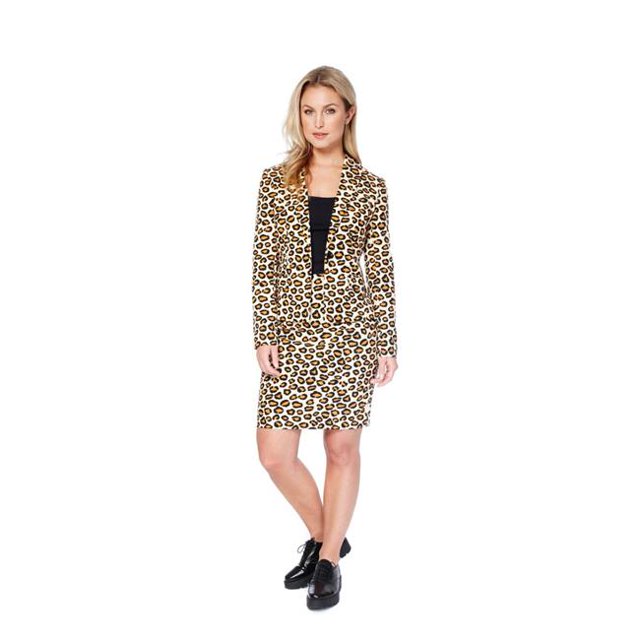 OppoSuits OSWM-0005-US12 Blazer Léopard avec Jupe, Beige Foncé - Taille 12