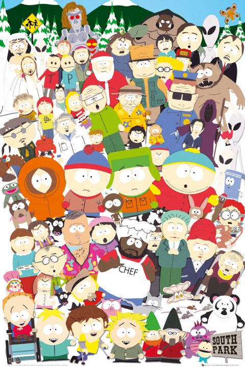South Park Framed Tv Show Poster Print All Characters The Cast Size 24 X 36 Walmart Com