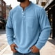 thumbnail image 1 of pstuiky camisas de manga larga para hombre, Camiseta informal de manga larga con botones y cuello alto de color liso para hombre camisetas de hombre xxxxxl, 1 of 8