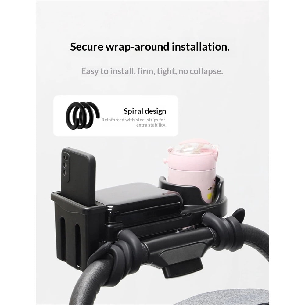Universal Stroller Snack Tray, 3 in 1 Stroller Cup Holder with Phone Holder and Silicone Flexible Arms Grip, (Snack Tray)