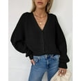 thumbnail image 4 of Womens Fuzzy Cardigan Sweaters Oversized Long Sleeve Buttons Up V Neck Lightweight Loose Knit Sweater Cloak Tops, 4 of 6