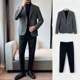 thumbnail image 3 of Conjunto de 2 piezas de doble botonadura para jóvenes, ropa coreana para hombres, pantalones de lujo para ceremonias de primavera y otoño, trajes y blazers completos para hombres, 3 of 5