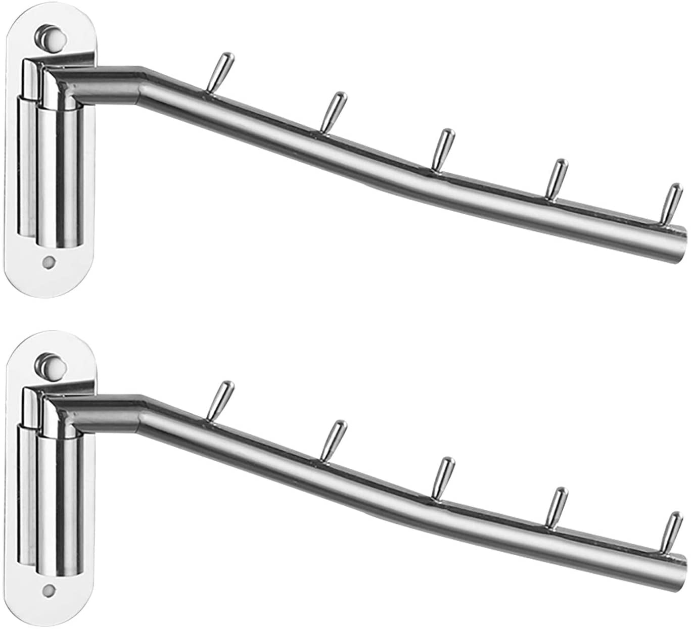 Folding Wall Mounted Clothes Hanger Rack Stainless Steel Garment Hooks