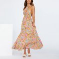 thumbnail image 1 of Robe Sans Manches Liquidation Tendance Été Imprimé Charmant Dos Nu Creux Robe Longue Sans Manches Kaki S, 1 of 9