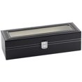 thumbnail image 5 of Caja para Relojes con 6 Ranuras, Caja para Relojes, Vitrina, Tapa de Vidrio, Almohadillas de Terciopelo, Cerradura, 11 x 30 x 8 cm, Revestimiento Negro y Forro Gris Sincero Electrónica, 5 of 5