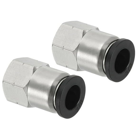 Uxcell Female Straight 3/8" Tubing OD x 1/8" NPT Thread Push to Connect Fittings 2 Pack