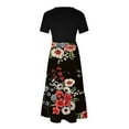 thumbnail image 3 of Fankiway Robe à Manches Courtes Col Rond Mi-Mollet Double Poche Imprimé Floral Robe à Manches Courtes Col Rond Robes Grande Taille pour Femmes Courbes Robes de Printemps pour Femmes 3619, 3 of 4