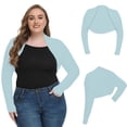 thumbnail image 3 of Fewfanhot Women Plus Size Long Sleeve Cropped Bolero Shrug, Open Front Lightweight Knit Cover Up Shawl, 3 of 4