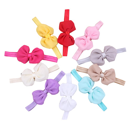 10Pcs/Set Cute Baby Kids Chiffon Toddler Flower Bow Headband Hair Band Headwear