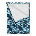 thumbnail image 2 of Palm Tree Soft Flannel Fleece Blanket, Fractal Looking Geometric Backdrop in Blue Shades with Tree Silhouettes, Cozy Plush for Indoor and Outdoor Use, 50" x 70", Blue Dark Blue White, by Ambesonne, 2 of 5