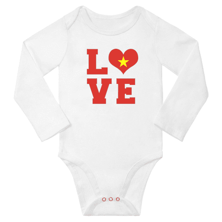 

Love Vietnam Heart Flag Clothes Baby Long Slevve Bodysuit (White 18-24 Months)