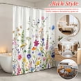 thumbnail image 4 of Dznils White Floral Fabric Shower Curtain, Watercolor Floral Bathroom Curtain with Hooks, Pink, 72" x 72", 4 of 11