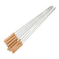 12pcs Outdoor Barbeque BBQ Wooden Handle Stainless Steel Skewers Needles Forks