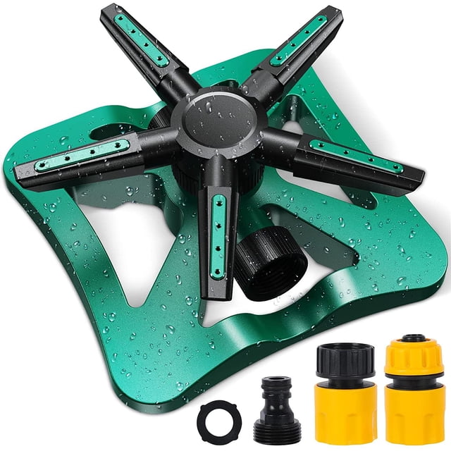 Aspersores para patio, aspersor giratorio 5 en 1 para césped con rotación de 360 grados, gran área de cobertura, 5 brazos, 20 boquillas, sistema de riego automático doméstico para plantas, patio trase JFHHH pequeña