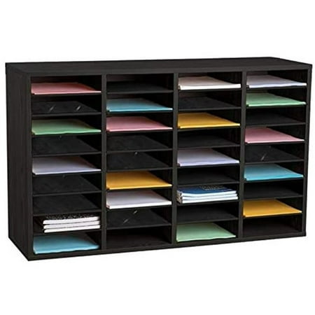 AdirOffice Paper Organizer Literature File Sorter, 36 Compartment, Black