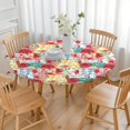 thumbnail image 3 of Pioneer Flower Floral Print Pattern Round Fitted Tablecloth with Elastic Edge,Dining Table Cover Waterproof,Outdoor Round Tablecloth for Camping,Dining,Indoor and Outdoor, 3 of 7