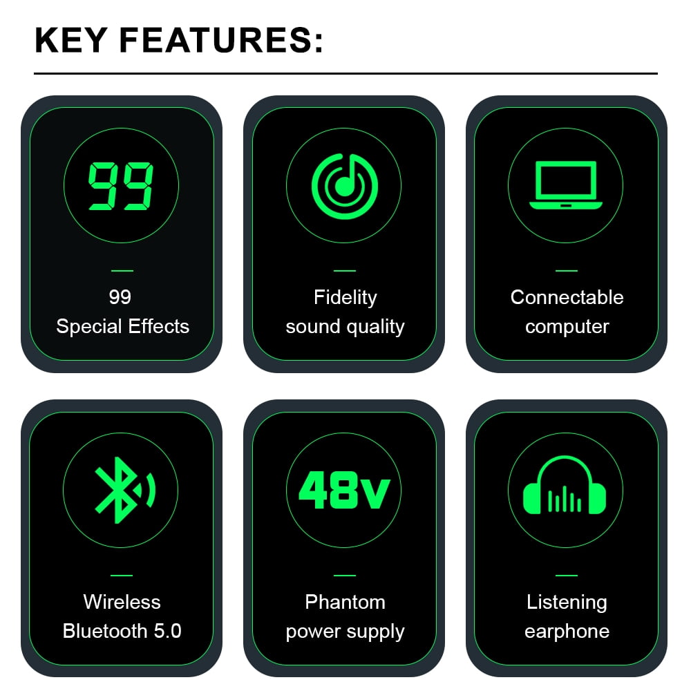 MX6 Channel 99 DSP Effect Mixer Record PC 48V Phantom Power USB Sound Mixers Bluetooth DJ Console Mixing ,Easy to Operate