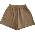 thumbnail image 2 of LEBONYARD Women's Shorts for a Comfortable and Modern Day,Women's Solid Color High Waisted Loose Wide Leg Pants Solid Color Casual Shorts Coffee XXL, 2 of 5