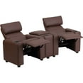 thumbnail image 1 of Kid's Brown LeatherSoft Theater Seating with Storage Console, 1 of 3