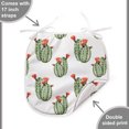 thumbnail image 4 of Cactus Dining Chair Pad, Cacti Spikes and Red Flowers Mexican Hot Desert Vintage Image Art, Water Resistant Pillow with Straps for Kitchen Seats, 4 Pieces Set, Green and Orange, by Ambesonne, 4 of 5