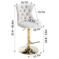 thumbnail image 2 of Bar Stools Set of 2, Swivel Barstools with Nailheads Trim, Velvet Button Tufted Back and Golden Footrest, Adjustable Counter Height Bar Chairs for Kitchen Island Dining Room Pub, White, 2 of 7