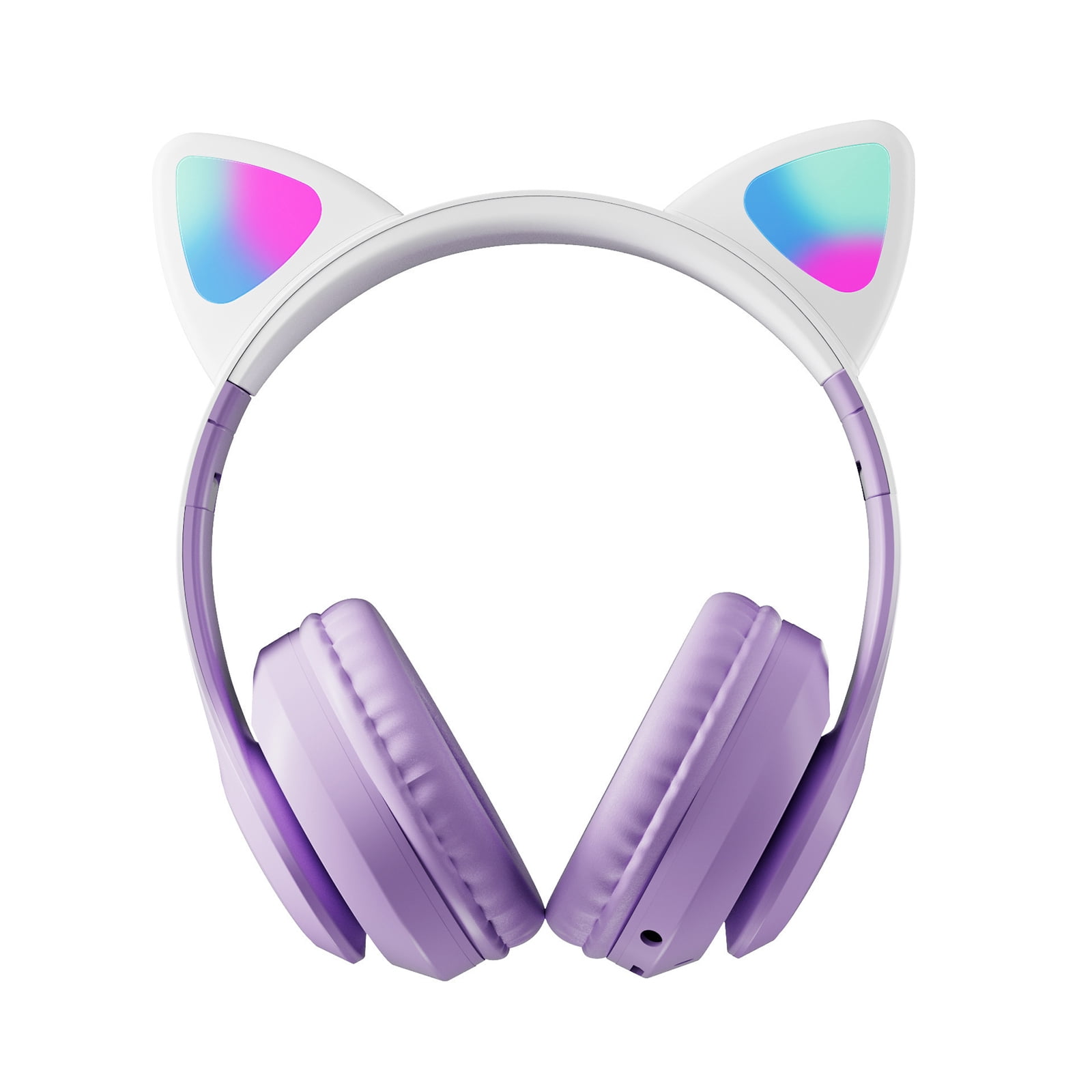 Soapow Kids Cat Ear Bluetooth Headphones, Foldable Kids Adults Girls over Ear Wireless Headphones with Mic & Led Light up, Cat Gaming Headset for Tablet/PS4/PS5/School Gift (Purple)